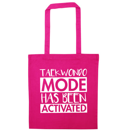 Taekwondo mode activated pink tote bag