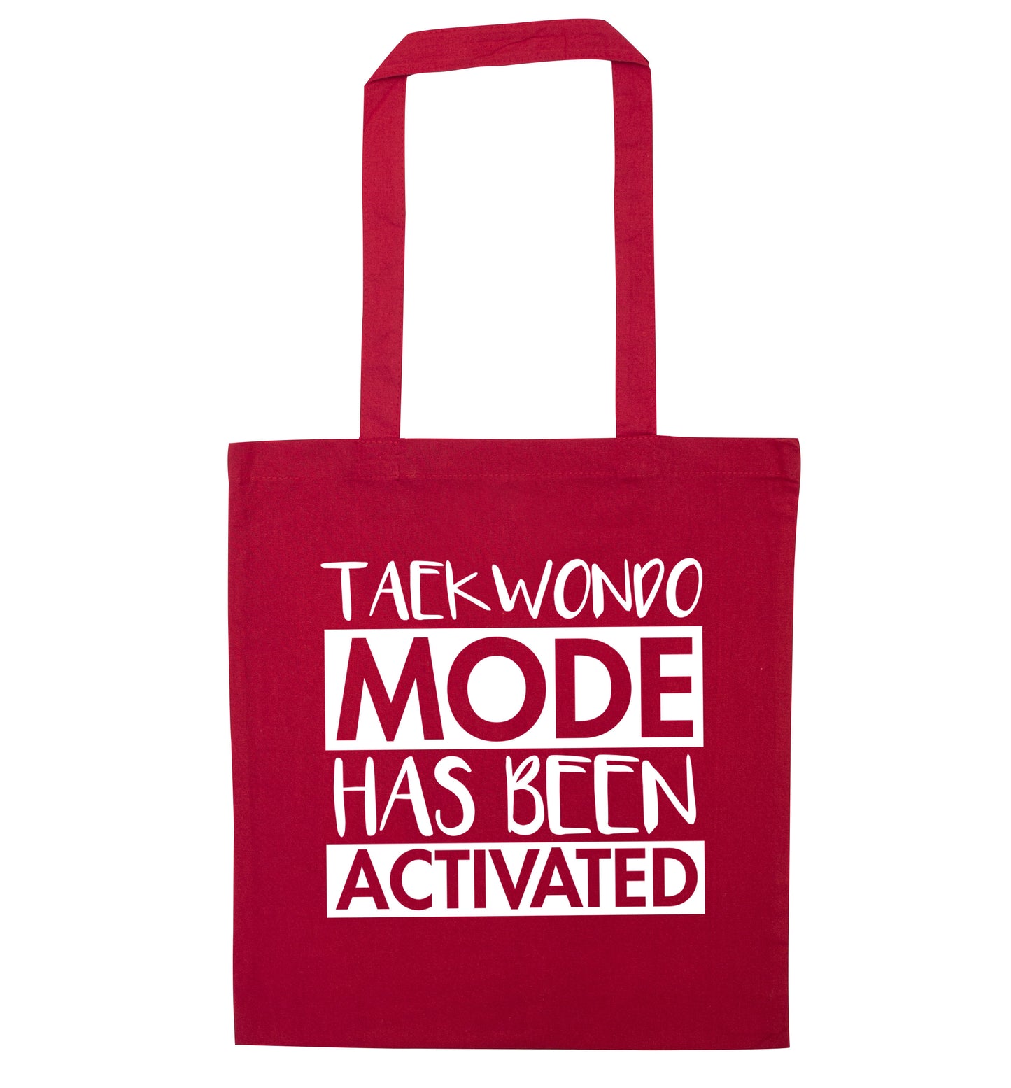 Taekwondo mode activated red tote bag