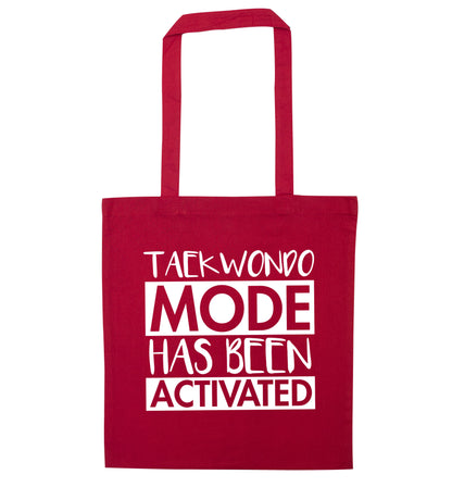 Taekwondo mode activated red tote bag