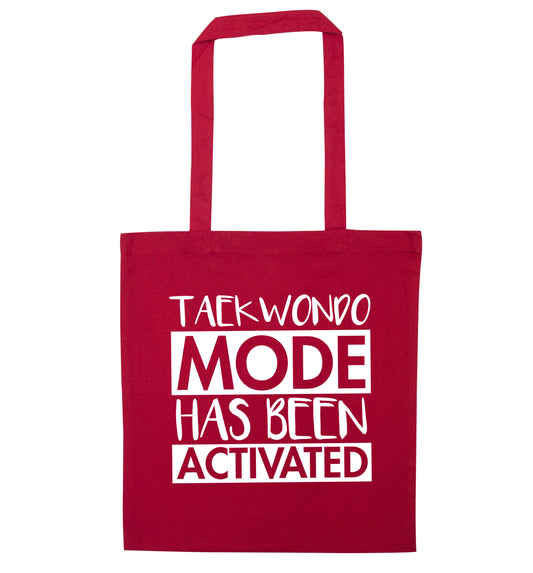 Taekwondo mode activated red tote bag