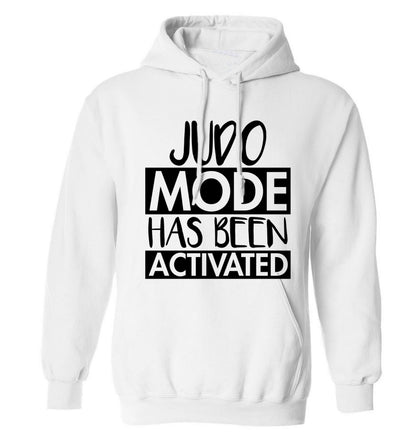 Judo mode activated adults unisex white hoodie 2XL