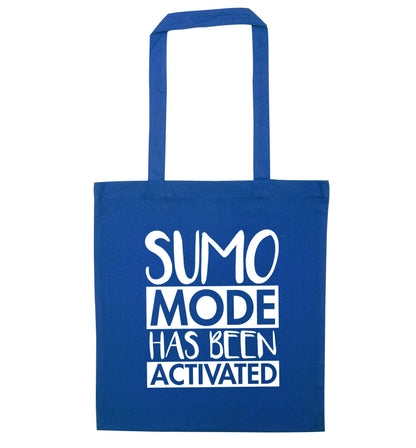 Sumo mode activated blue tote bag