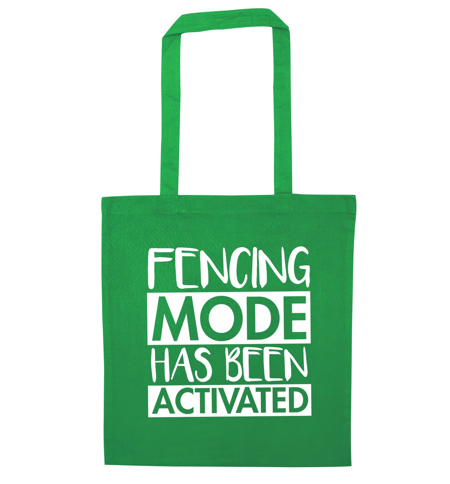 Fencing mode activated green tote bag