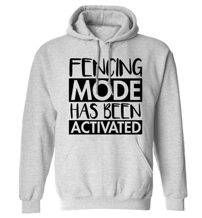Fencing mode activated adults unisex grey hoodie 2XL
