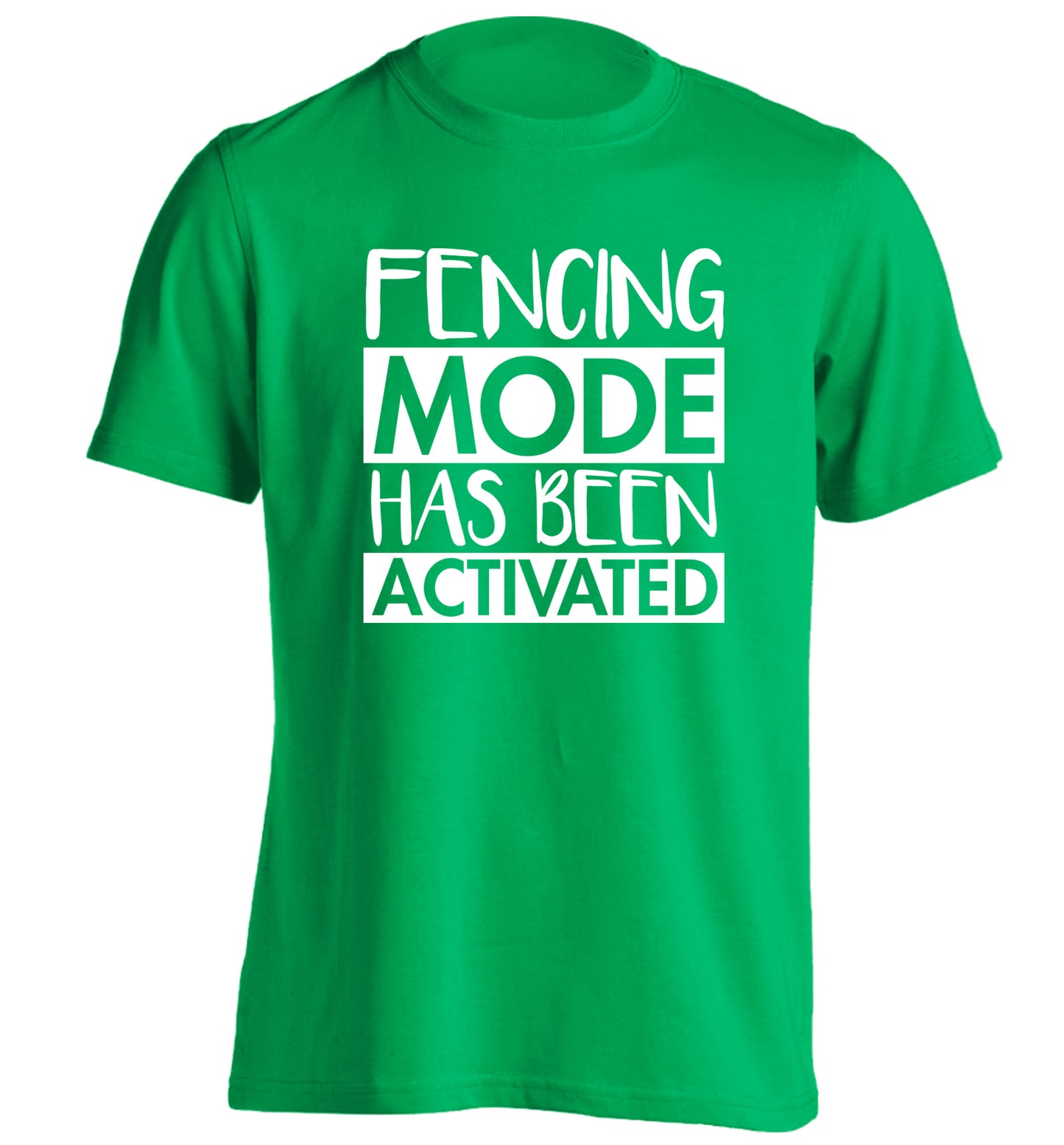 Fencing mode activated adults unisex green Tshirt 2XL