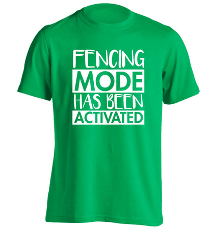 Fencing mode activated adults unisex green Tshirt 2XL