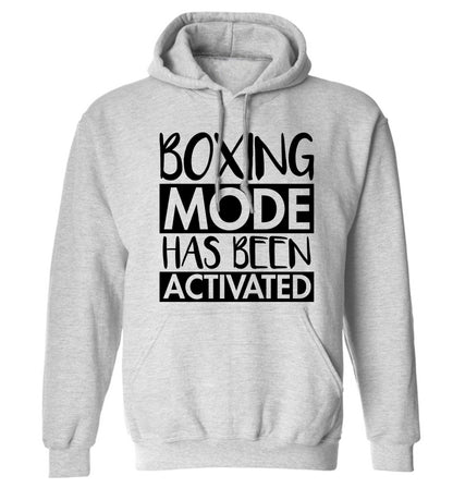 Boxing mode activated adults unisex grey hoodie 2XL