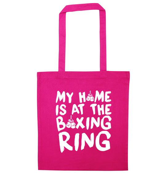 My home is at the boxing ring pink tote bag