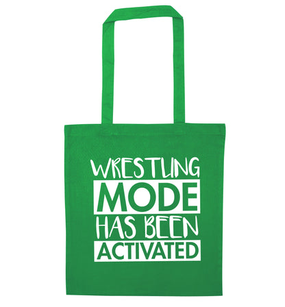 Wresting mode activated green tote bag