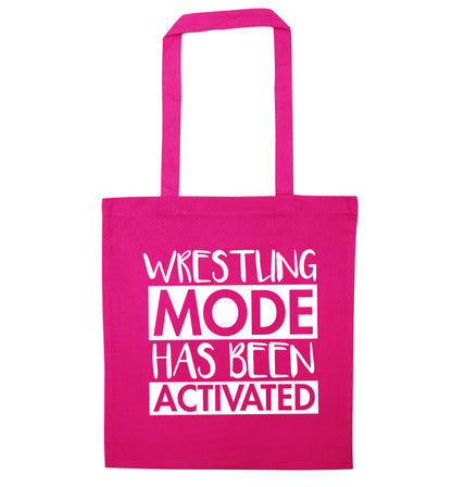 Wresting mode activated pink tote bag