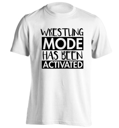 Wresting mode activated adults unisex white Tshirt 2XL