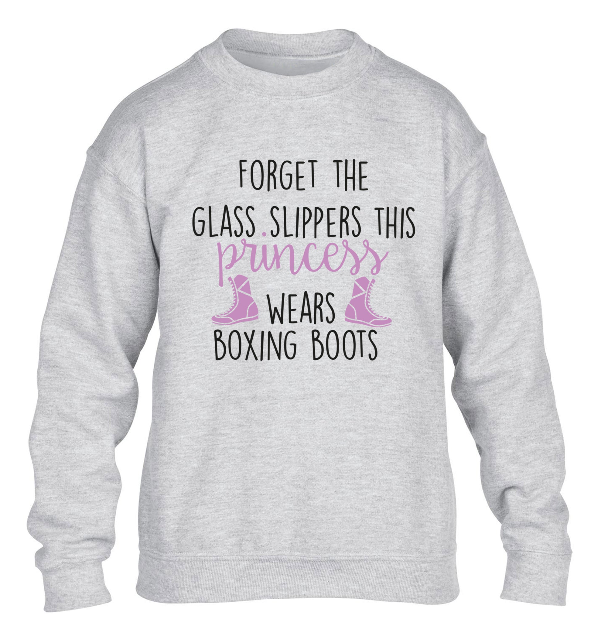 Forget the glass slippers this princess wears boxing boots children's grey sweater 12-14 Years