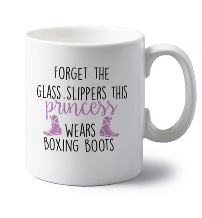Forget the glass slippers this princess wears boxing boots left handed white ceramic mug 