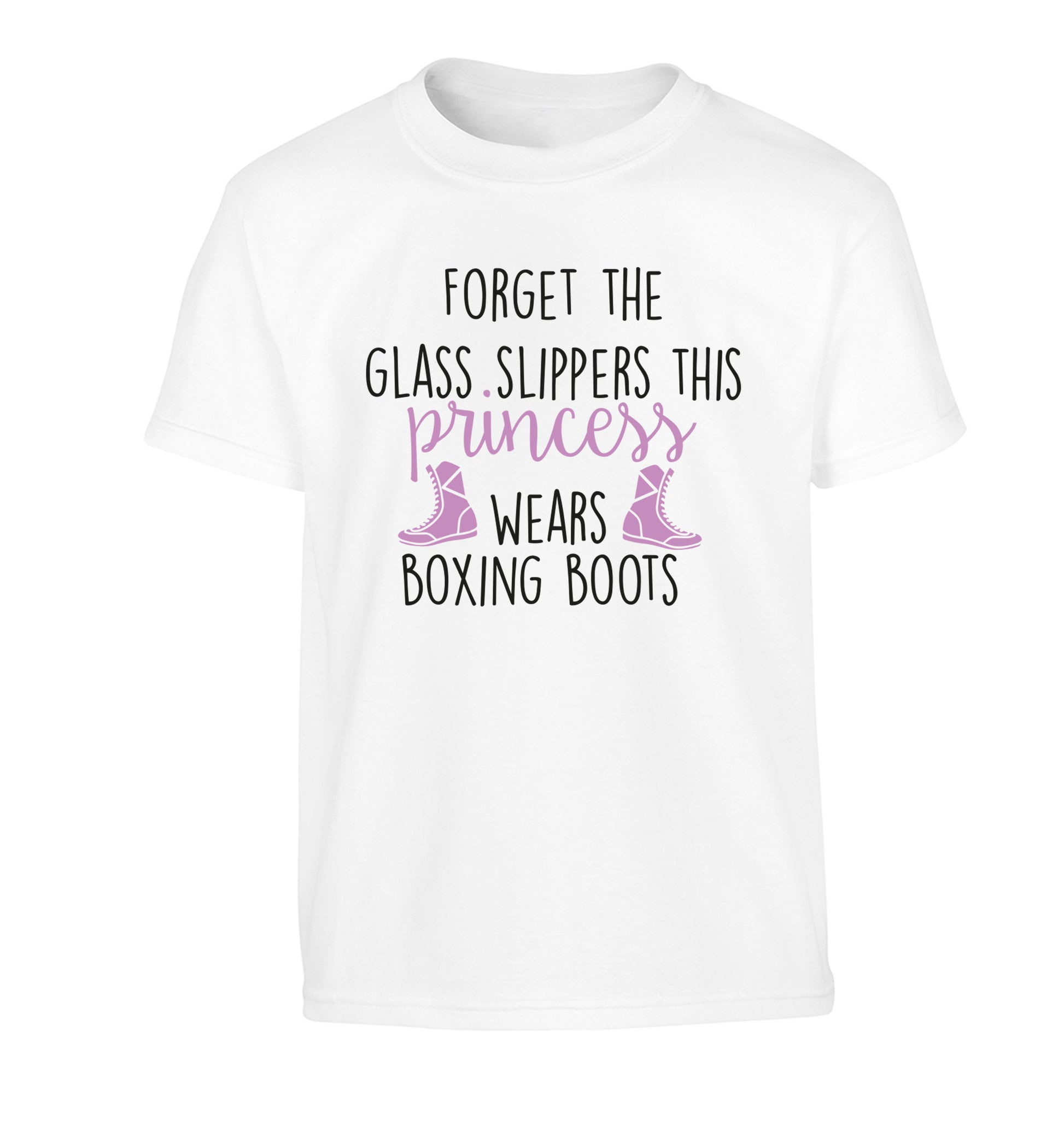 Forget the glass slippers this princess wears boxing boots Children's white Tshirt 12-14 Years