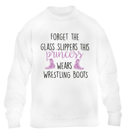 Forget the glass slippers this princess wears wrestling boots children's white sweater 12-14 Years