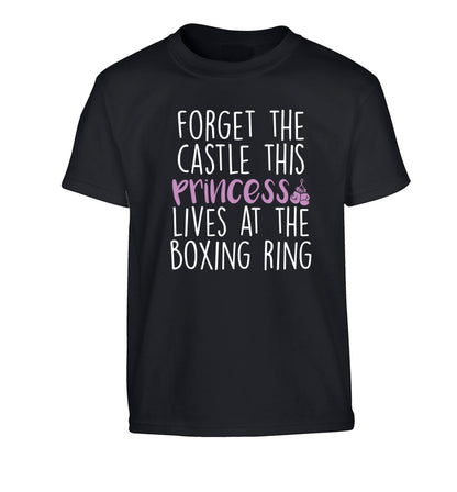 Forget the castle this princess lives at the boxing ring Children's black Tshirt 12-14 Years