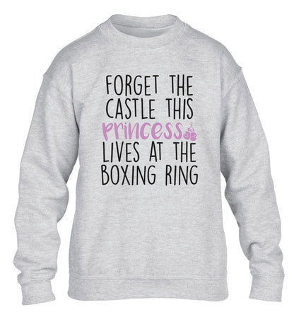 Forget the castle this princess lives at the boxing ring children's grey sweater 12-14 Years