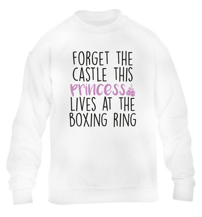 Forget the castle this princess lives at the boxing ring children's white sweater 12-14 Years
