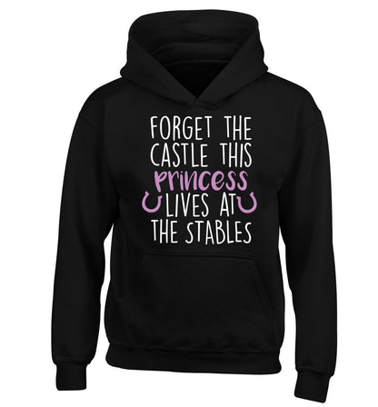Forget the castle this princess lives at the stables children's black hoodie 12-14 Years