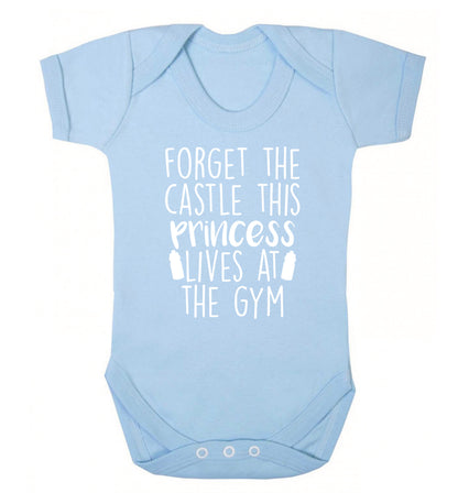 Forget the castle this princess lives at the gym Baby Vest pale blue 18-24 months