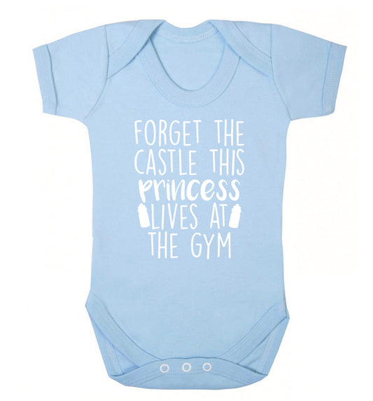 Forget the castle this princess lives at the gym Baby Vest pale blue 18-24 months