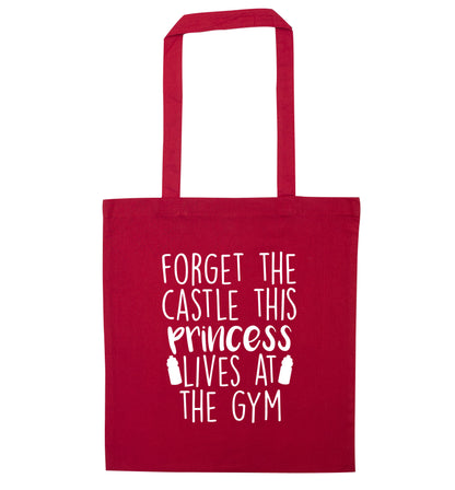 Forget the castle this princess lives at the gym red tote bag
