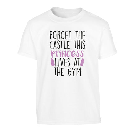 Forget the castle this princess lives at the gym Children's white Tshirt 12-14 Years