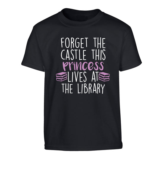 Forget the castle this princess lives at the library Children's black Tshirt 12-14 Years