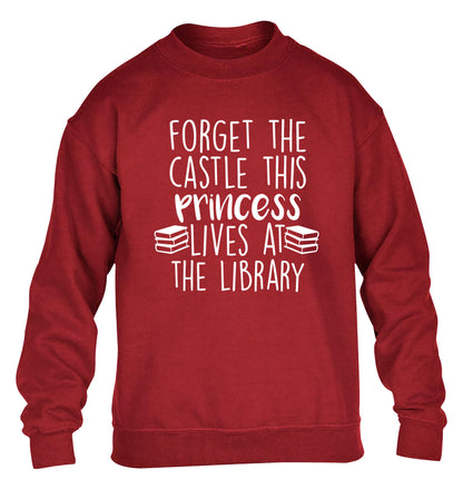 Forget the castle this princess lives at the library children's grey sweater 12-14 Years