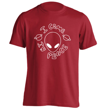 I come in peace adults unisex red Tshirt 2XL