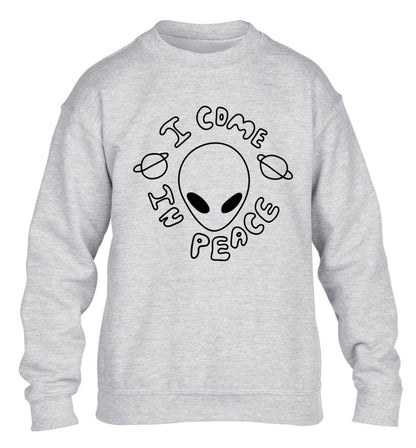 I come in peace children's grey sweater 12-14 Years