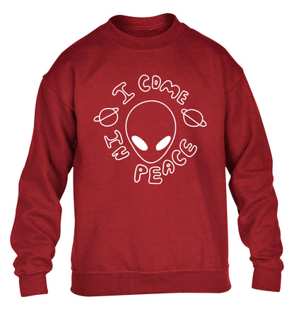 I come in peace children's grey sweater 12-14 Years