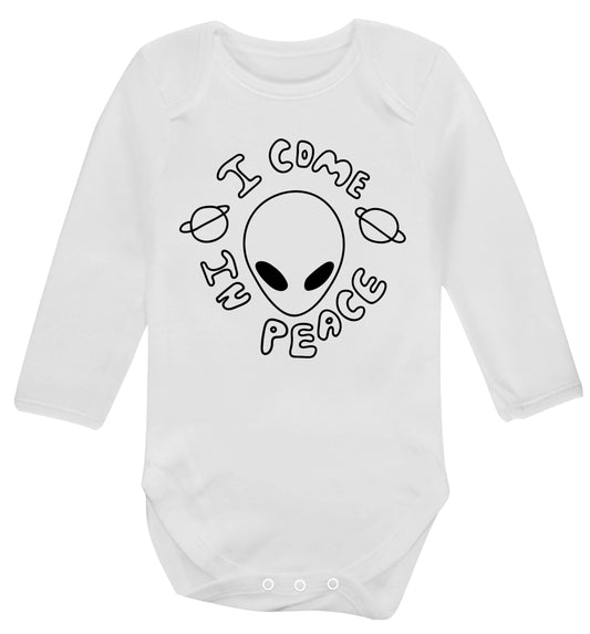 I come in peace Baby Vest long sleeved white 6-12 months