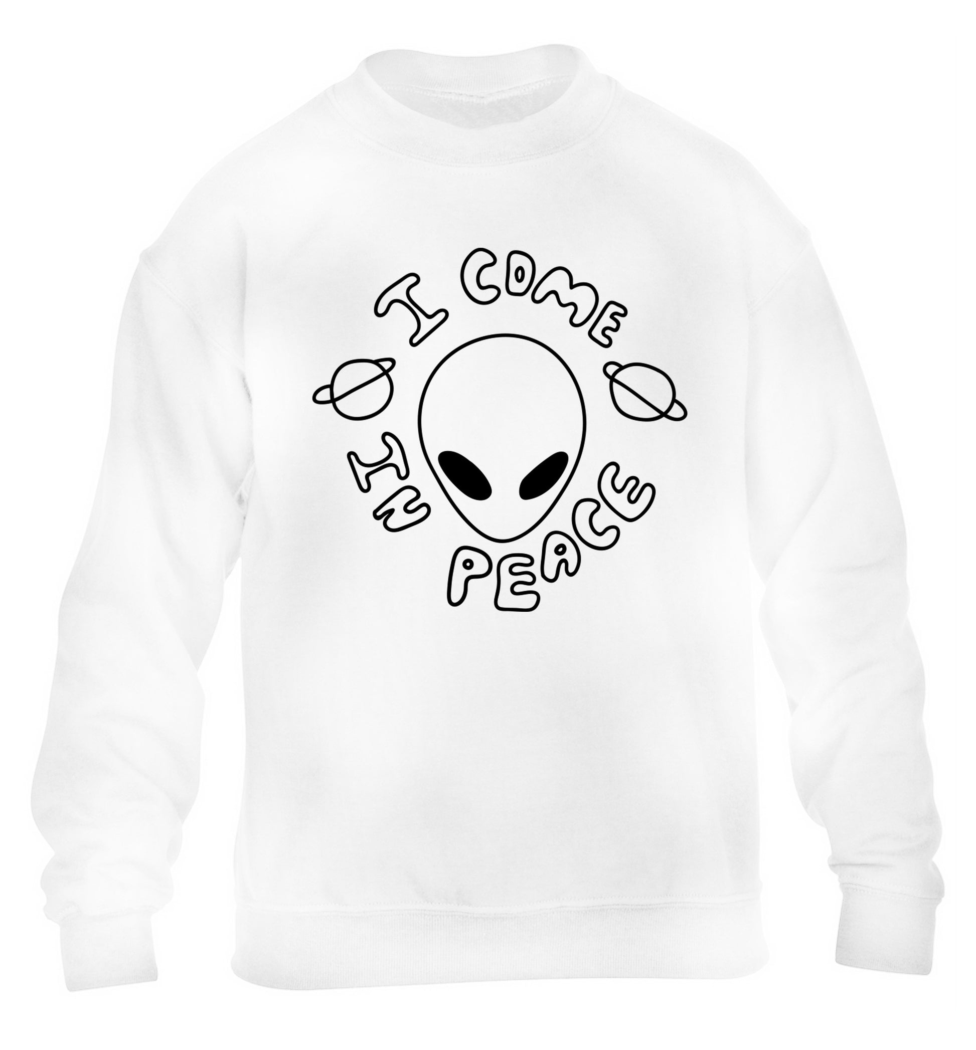 I come in peace children's white sweater 12-14 Years