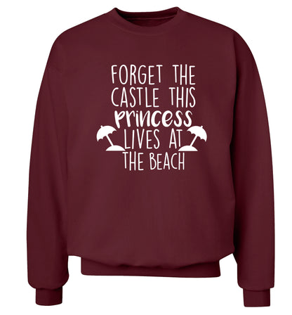 Forget the castle this princess lives at the beach Adult's unisex maroon Sweater 2XL
