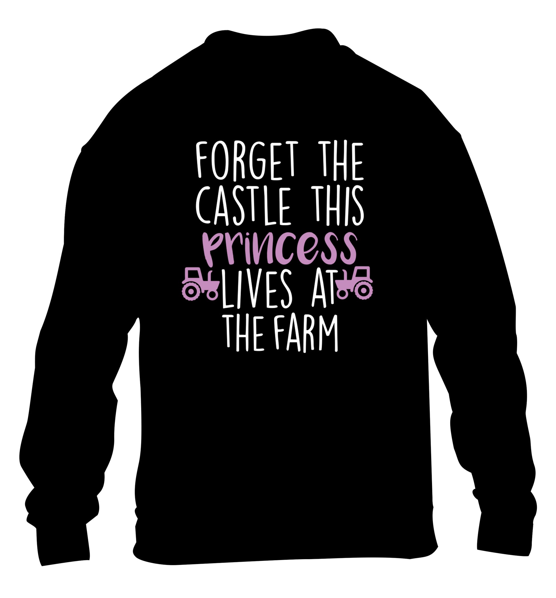Forget the castle this princess lives at the farm children's black sweater 12-14 Years