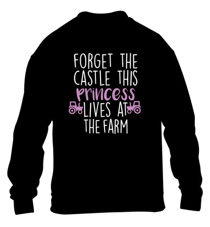 Forget the castle this princess lives at the farm children's black sweater 12-14 Years