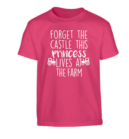 Forget the castle this princess lives at the farm Children's pink Tshirt 12-14 Years