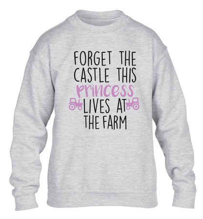 Forget the castle this princess lives at the farm children's grey sweater 12-14 Years