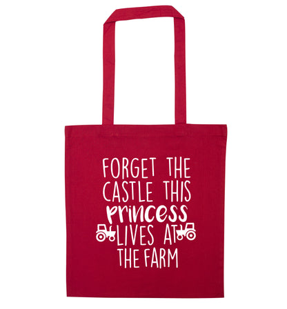 Forget the castle this princess lives at the farm red tote bag