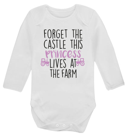 Forget the castle this princess lives at the farm Baby Vest long sleeved white 6-12 months