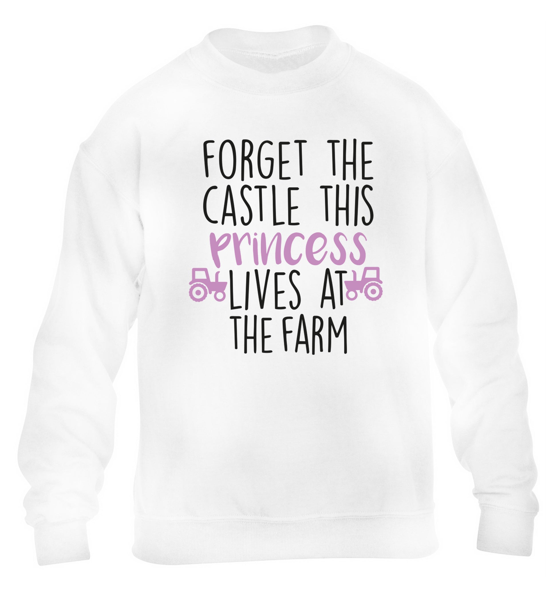Forget the castle this princess lives at the farm children's white sweater 12-14 Years