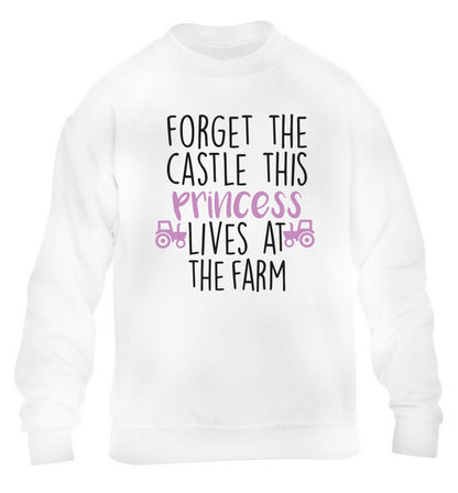 Forget the castle this princess lives at the farm children's white sweater 12-14 Years