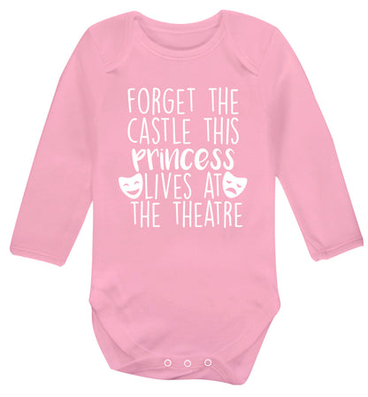 Forget the castle this princess lives at the theatre Baby Vest long sleeved pale pink 6-12 months