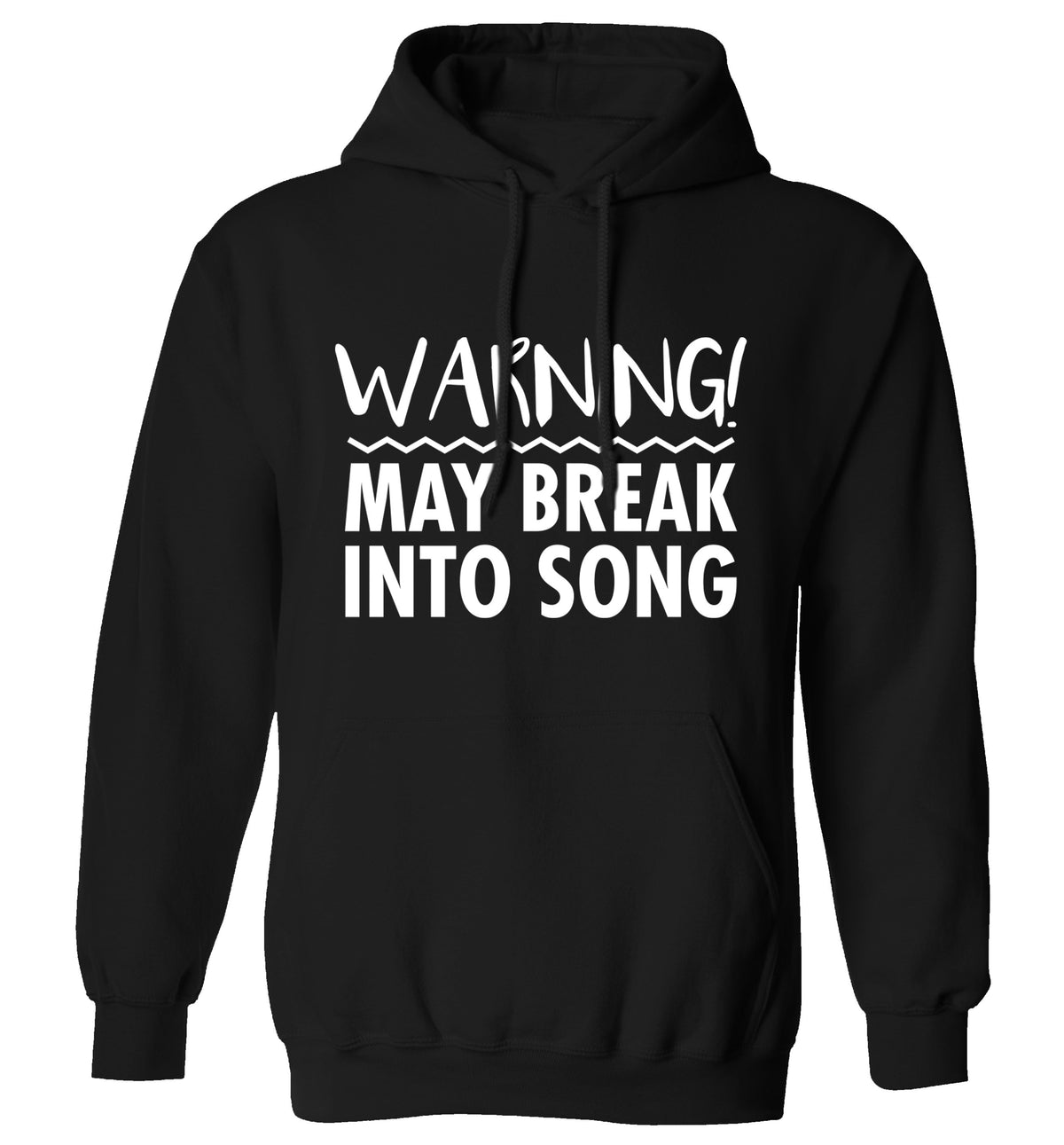Warning may break into song adults unisex black hoodie 2XL