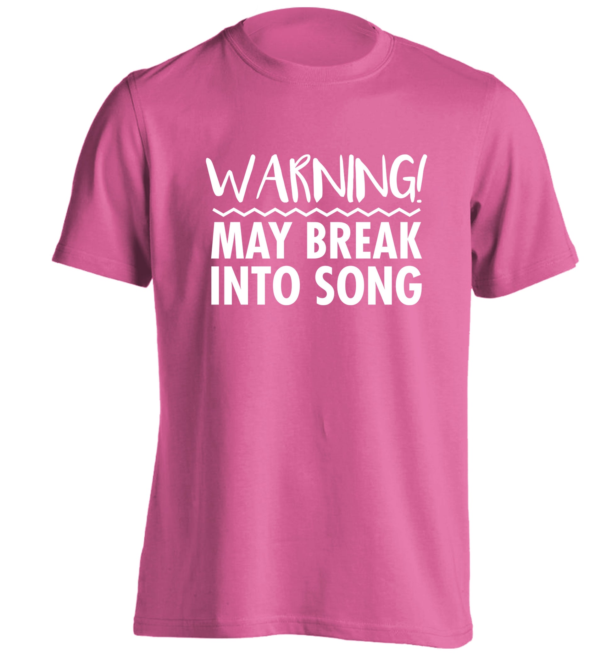 Warning may break into song adults unisex pink Tshirt 2XL