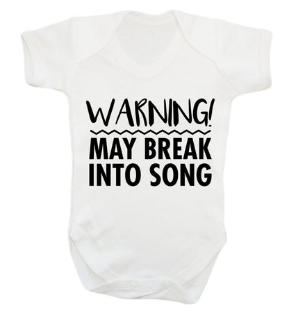Warning may break into song Baby Vest white 18-24 months