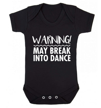 Warning may break into dance Baby Vest black 18-24 months