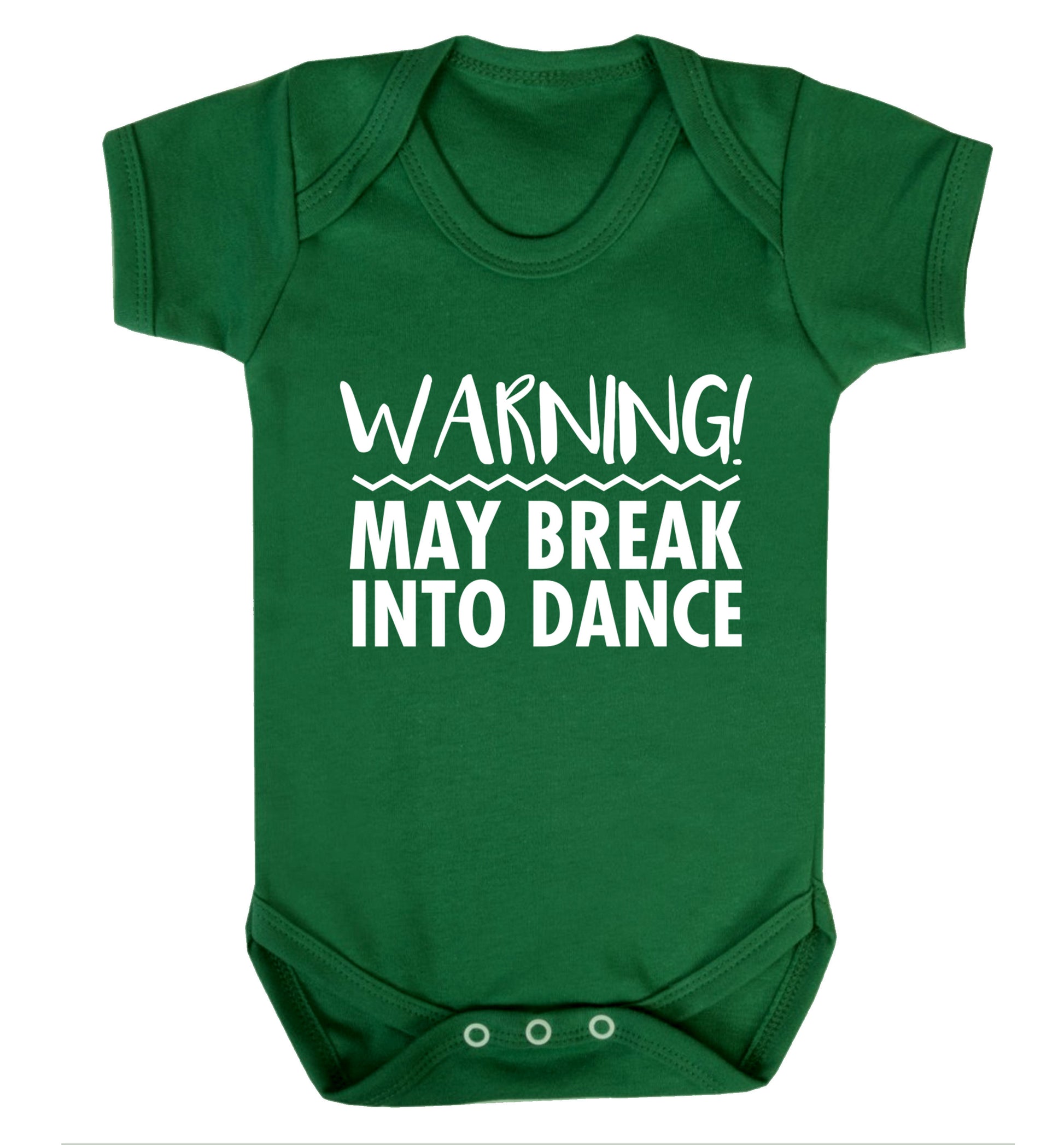 Warning may break into dance Baby Vest green 18-24 months
