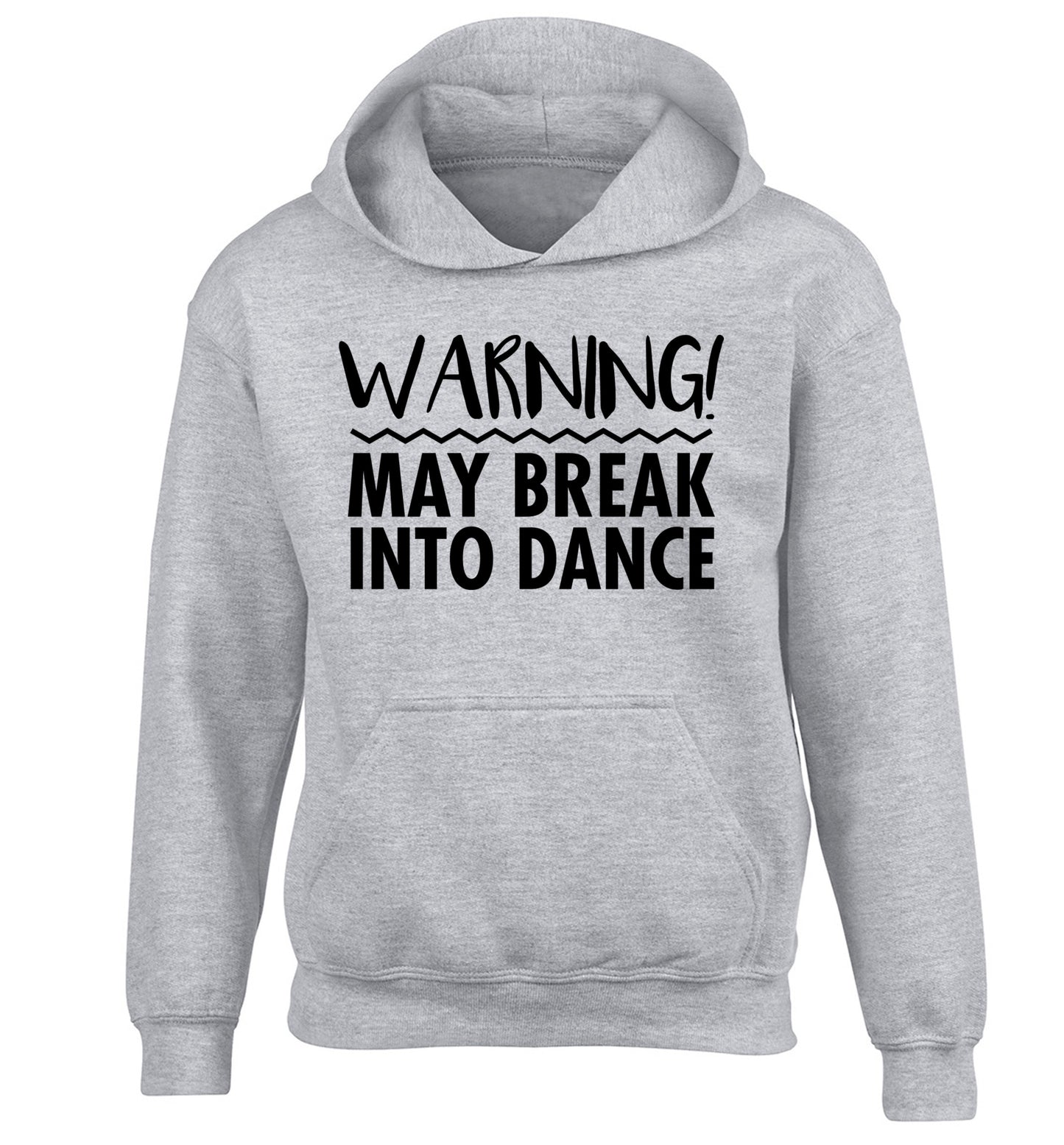 Warning may break into dance children's grey hoodie 12-14 Years